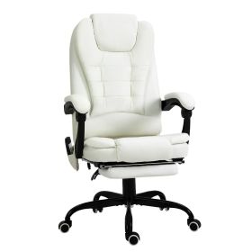 Reclining Office Chair with Vibrating Massage Lumbar Support White Ultimate Relaxation