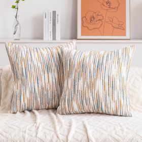 Boho Couch Throw Pillow Covers 18x18 Inch Set of 2 Yellow Brown Striped Decorative Pillow Covers Chenille Accent Pillowcase Farmhouse Cushion Cov