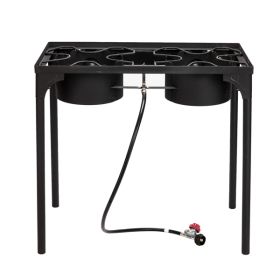 Rectangular Double Eyed Four Legged Gas Burner (Option: Black)